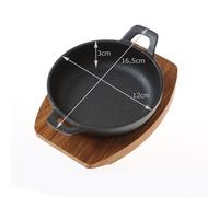 All'Grill ALL'GRILL poêle à servir en fonte et dessous de plat en bois 12cm rond noir