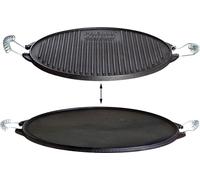 All'Grill plaque de gril en fonte Light avec poignées en acier inoxydable 25cm rond noir