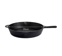 All'Grill poêle en fonte extra grande avec manche court, ronde, noire, 39 cm de diamètre, 6,5 cm de hauteur, 2,5 l de volume
