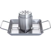 Allgrill Porte-poulet pour gril en acier inoxydable avec boîte 27 x 18,5 x 2,5 cm Rôtissoire à poulet
