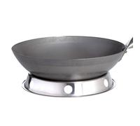 Allgrill wok en acier Ø 30 cm avec poignée en bois poêle à wok chinoise fond rond avec anneau wok en acier inoxydable
