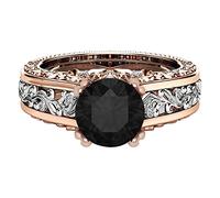 Alliage Anneau Séparation Cadeau Plaqué Or Dames Couleur Rose Bijoux Anneau Anneaux Piercing Classeurs Bijoux (Black, 7)