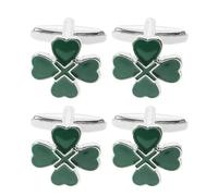 Alliage Boutons de Manchette Trèfle Cœur Vert 2 Paires | Finition Goutte D’huile, Maintien Sûr Antidérapant, pour Réunions Professionnelles et Rendez-vous Romantiques