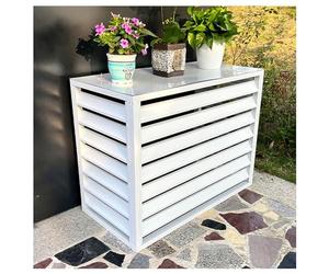 Alliage D'aluminium Cache Climatiseur Exterieur Écran Décoratif De Clôture De Confidentialité Support De Fleur Climatiseur Support De Protection Résistant Aux Intempéries (Color : White, Size : 100x