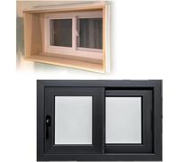Alliage D'aluminium Fenêtre De Sous-sol Remplacement, Fenêtres Coulissantes Avec Verre Trempé Et Moustiquaire Pour Salle Bain Garage Résidentiel(Zwart,71x51cm)