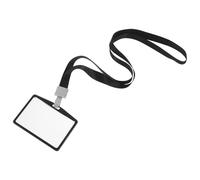 Alliage D'aluminium Porte-carte D'identité Cordon Noir | Fenêtre Transparente, Port à Main, pour Cartes D'exposition et Clés, Usage Bureau ou Événement