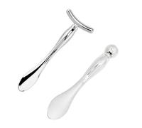 Alliage de Zinc Argenté Bâtonnet de Massage des Yeux 2 Pièces | Spatule Cosmétique Compacte, Outil Portable, Usage Simple, Lot de Deux, pour Femmes et Ladies