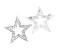 Alliage de Zinc Broche 2 Pièces, Élégante Étoile à Cinq Branches | Cristaux Scintillants, Dos à Fermeture Fiable, pour Manteaux, Bouquets, Bureau et Anniversaires