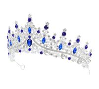 Alliage de Zinc et Cristaux Bleus Couronne de Princesse pour Femmes | Style Baroque Unique, Ajustement Confortable, pour Halloween et Soirée, Accessoire de Fête