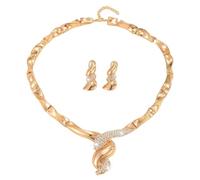 Alliage-ensemble blanc cristal or fil torsadé ensemble de bijoux design distinctif luxueux appel porter tous les jours pour les femmes