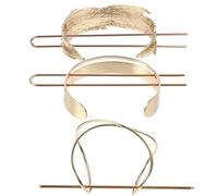 Alliage Épingle à Cheveux Or Rétro 3 Pièces, Feuille Lisse | Cérémonie et Fiançailles, Style Délicat et Unique, Forme Créative, Pensée pour Dames et Familles