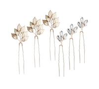Alliage et Cristaux Épingle à Cheveux de Mariée 6pcs Ambiance Noël | Chignon et Bun, Motif Feuille Unique, Usage Facile, Fête de Fiançailles et Soirée Élégante