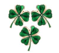 Alliage Métal Broche Trèfle Irlandaise Vert 3 Pièces Émaillé | Fermoir Solide, Finition Polie, Motif Shamrock Élégant, pour Foulards et Paquet, Fête ou Célébrations