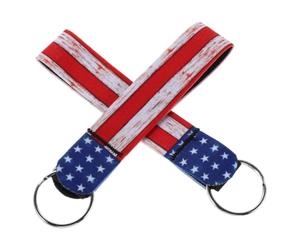 Alliage Porte-clés Bracelet Polyester, 2 Pièces Drapeau Américain | Motif Drapeau Américain, Couleurs Lumineuses, pour Paquet, Mini Spray, Voyage et Promenade du Chien