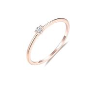 Alliance 49 Bague de Mariage Diamant Or Rose 14 Carats Diamant Rond Solitaire Simple Empilé de 0,04 CT Solide Non Plaqué Mise à Niveau 3.0 pour Lesbienne Nouvelle Année Bijoux