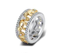 Alliance Argent Simple Alliance Taille 49 Argent Or 9 Carats Diamant de Laboratoire Éléphant avec Pierre Précieuse Lesbienne pour Épouse Noël Bijoux