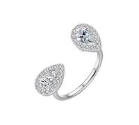 Alliance Argent Simple Bague 55 Argent Or Blanc 14 Carats Moissanite Ouvert avec Une Pierre Précieuse en Forme de Larme Mère pour Lesbienne Fête Des Mères Bijoux