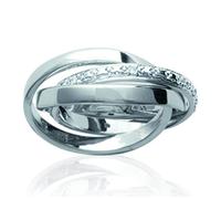 Alliance Argent 'Trio' blanc argenté (rhodié) - 3 anneaux 2 mm [B9980] 62