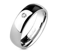 Alliance Argentée pour Homme et Femme en Acier Inoxydable Bague Fille et Garçon de couleur argentée avec pierre de zircon blanche- Bijoux fantaisie unisexe Homme et femme- 8 tailles au choix