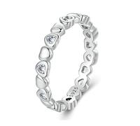 Alliance classique et simple en argent sterling S925 avec zircon incrusté en forme de cœur, bague de promesse