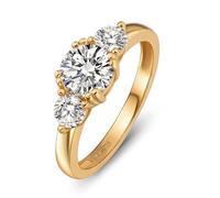 Alliance classique pour femme en moissanite, pierre ronde, bague de fiançailles en argent sterling 925, alliance de promesse de mariage, bague d'éternité (or, 57(18.1))