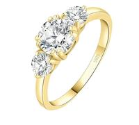 Alliance classique pour femme en moissanite, pierre ronde, bague de fiançailles en argent sterling 925, alliance de promesse de mariage, bague d'éternité (or, 61(19.4))
