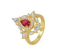 Alliance de Fiancaille Alliance de Mariage en Or 18K Au750 Ruby Créé en Laboratoire Larme Taille Mère pour Mesdames Remise Des Diplômes Bijoux