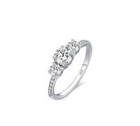 Alliance de Fiancaille Bague Zirconium Femme Argent Sterling 925 1.5mm Élégante à Trois Pierres Taille pour Dames
