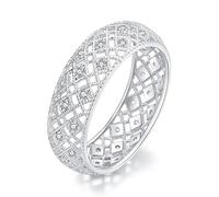 Alliance élégante en argent sterling 925, 6 mm, à motifs carrés ajourés, pour femme.