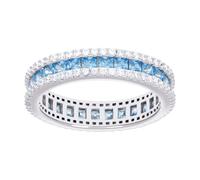 Alliance en argent sterling 925 pour femme Bleu ciel et blanc Taille 8 Bague d'éternité sertie d'un diamant synthétique 4,4 mm de large