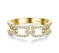Alliance en moissanite pour femme, anneau torsadé couleur D VVS1 en diamant créé en laboratoire, bague semi-éternité empilable, bague à maillons en argent sterling S925, Argent sterling