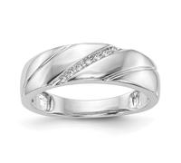 Alliance en or blanc 10 carats avec trio de diamants 0,03 carats pour homme Taille américaine 10,00