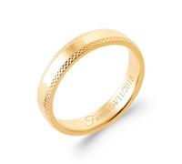 Alliance en Plaqué Or 18 Carats, Bords Biseautés, Largeur 4 mm, Taille 50 à 68, Gravure Incluse, Bijou Mixte Homme Femme, Marque Francaise, mariage fiancailles (50)