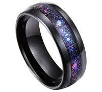 Alliance en tungstène pour homme, noir poli avec rayures arc-en-ciel, résistant aux rayures, tailles 6-13, tendance et durable