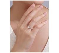 Alliance Femme 49 Bague de Fiançailles Diamant Argent Or Blanc 9 Carats Au375 Bague Ronde à 6 Griffes avec Diamants de 0,3 CT et 0,12 CT Solide Non Plaqué Prime pour Tante Nouvelle Année Bijoux