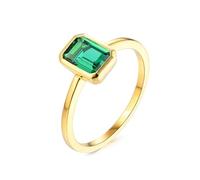 Alliance Femme 60 Bague Or 18 Carats Émeraude de Laboratoire Rectangulaire Solitaire Au Design Poli Simple de 1,2 CT Solide Non Plaqué Mise à Niveau 3.0 pour Sœur Mariage Bijoux