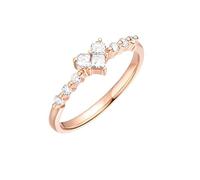 Alliance Femme 64 Bague de Fiançailles Diamant Femme Or Rose 9 Carats Au375 avec Diamant de 0,21 CT Solide Non Plaqué Populaire pour Sœur Nouvelle Année Bijoux