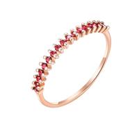 Alliance Femme 64 Bague Ruby Or Rose 18 Carats Rubis Rond Simple à Deux Griffes, Rangée Fine, 0,22 CT Solide Non Plaqué Élégant pour Tante Action de Grâces Bijoux