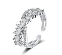 Alliance Femme Decor Gravée Anneau Argent Fin Or Blanc 14 Carats Diamant de Laboratoire Infini avec Pierre Précieuse Taille Épouse pour Mère Fête Des Mères Bijoux