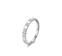 Alliance Femme en Argent, Une Bague de Fiançailles Carré Géométrique avec Rond Blanc Oxyde de Zirconium Argent 925 Taille 54