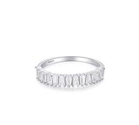 Alliance Femme Mariage, Bague Simple Femme Argent Réglage du Canal avec Trapeze Blanc Oxyde de Zirconium Argent 925 Taille 54