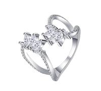 Alliance Femme Mariée Bague Cercle en Argent Or Blanc 9 Carats Diamant de Laboratoire Large avec Pierre Précieuse Taille Tante pour Sœur Saint-Valentin Bijoux