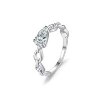 Alliance Femme Simple, Bague Fine Femme Argent Bracelet Chaîne Creuse avec Solitaire Argent 925 Taille 54