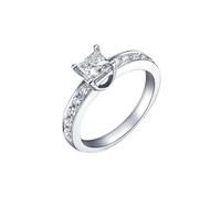 Alliance Femme Taille 54 Bague de Fiançailles Diamant Femme Or Blanc 14 Carats Au585 Diamant Taille Princesse 0,4 CT Solide Non Plaqué Mode pour Tante Nouvelle Année Bijoux