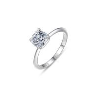 Alliance Femme, Une Bague de Fiançailles Argent Solitaire Carré Argent 925 Taille 51.5