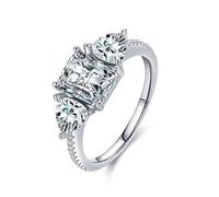 Alliance Mariage Parure Bijoux Argent Or Blanc 14K Au585 6X8mm Forme Rectangulaire Moissanite Taille 47.5 pour Mère Tante