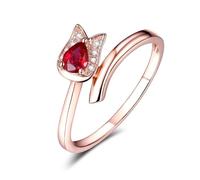 Alliance Personnalisable Bague Simple Taille 60 Or Rose 18 Carats Ruby Créé en Laboratoire Tourmaline Sang de Pigeon Cœur 0,3 CT Solide Non Plaqué Élégant pour Épouse Anniversaire Bijoux