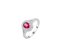Alliance Taille 49 Bague Rubis Femme Argent Or Blanc 14 Carats Au585 avec Rubis Ovale de 0,8 CT et Diamant de Luxe Solide Non Plaqué Mise à Niveau 3.0 pour Sœur Anniversaire Bijoux