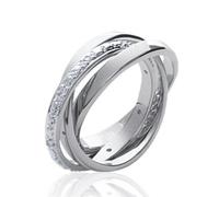 Alliance trois anneaux femme - argent massif 925 rhodié - un anneau zirconium 52