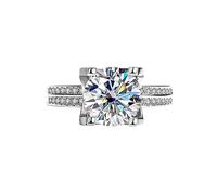 Alliances de mariage en moissanite 3ct for femmes, couleur D VVS1, bagues diamant argent sterling 925, fiançailles rouge/vert/rose avec certificat(White,7.5)